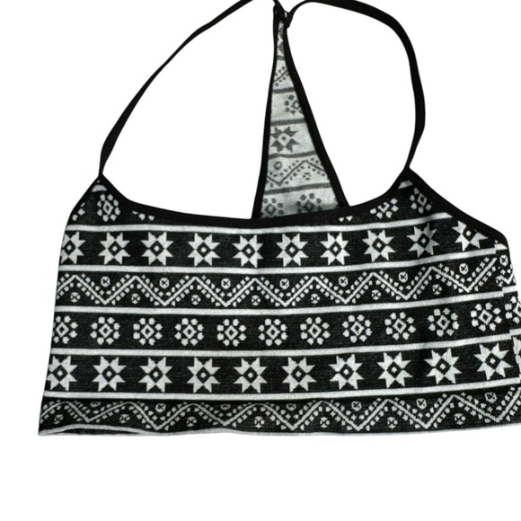 Free People Black and White Geometric Sports Bra - Picture 1 of 4